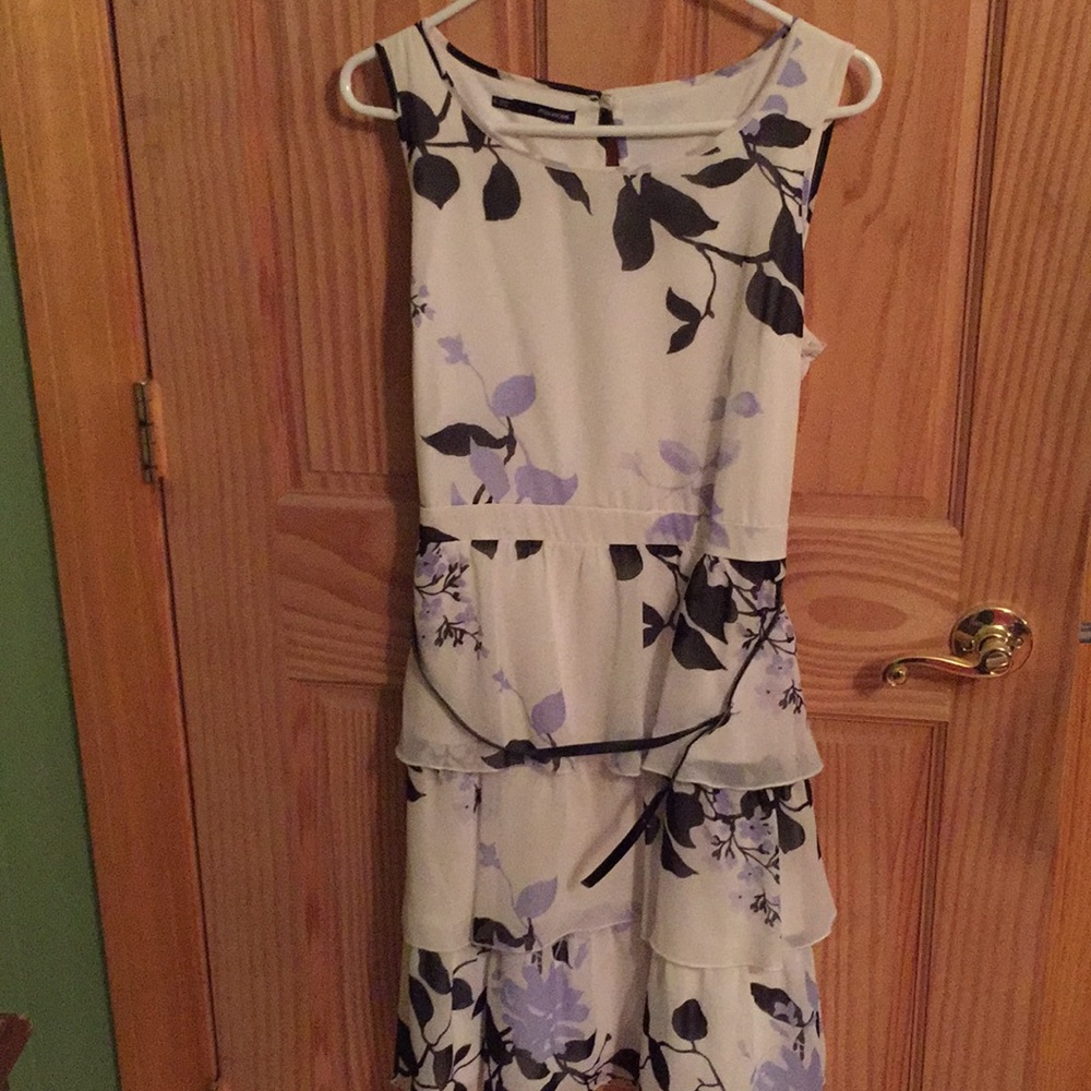 White black and purple dress